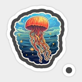 Orange sticker jellyfish artwork Sticker